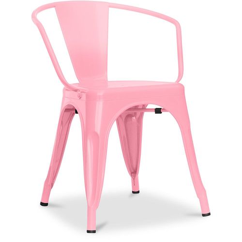 Chaise De Salle À Manger Avec Accoudoir Bistrot Metalix Design Industriel En Métal - Nouvelle Édition Rose