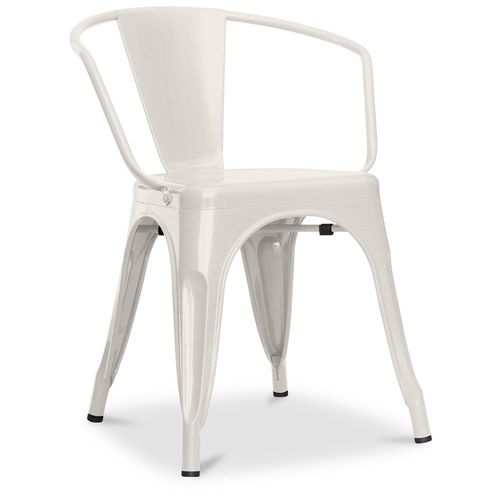 Chaise De Salle À Manger Avec Accoudoir Bistrot Metalix Design Industriel En Métal - Nouvelle Édition Crème