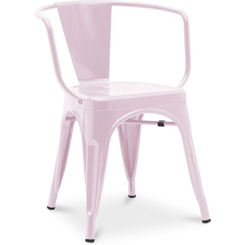 Chaise De Salle À Manger Avec Accoudoir Bistrot Metalix Design Industriel En Métal - Nouvelle Édition Rose Pâle