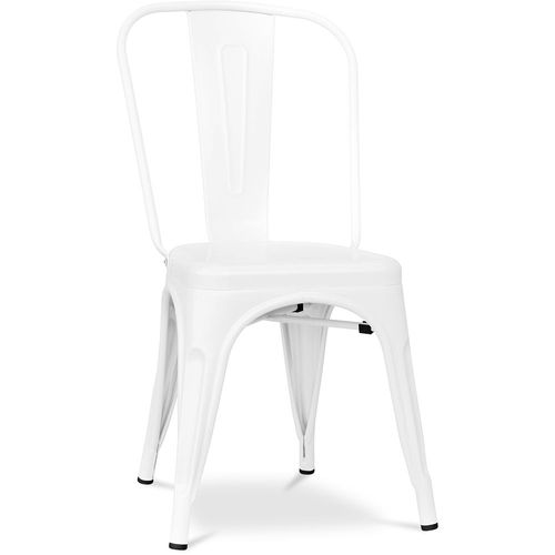 Chaise De Salle À Manger Bistrot Metalix Design Industriel En Métal Mat - Nouvelle Édition Blanc