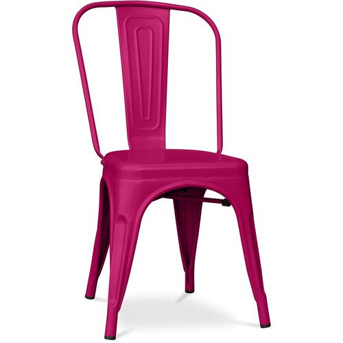 Chaise De Salle À Manger Bistrot Metalix Design Industriel En Métal Mat - Nouvelle Édition Fuchsia