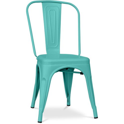 Chaise De Salle À Manger Bistrot Metalix Design Industriel En Métal Mat - Nouvelle Édition Vert Pastel