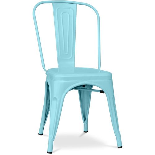 Chaise De Salle À Manger Bistrot Metalix Design Industriel En Métal Mat - Nouvelle Édition Aquamarine