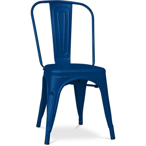 Chaise De Salle À Manger Bistrot Metalix Design Industriel En Métal Mat - Nouvelle Édition Bleu Foncé