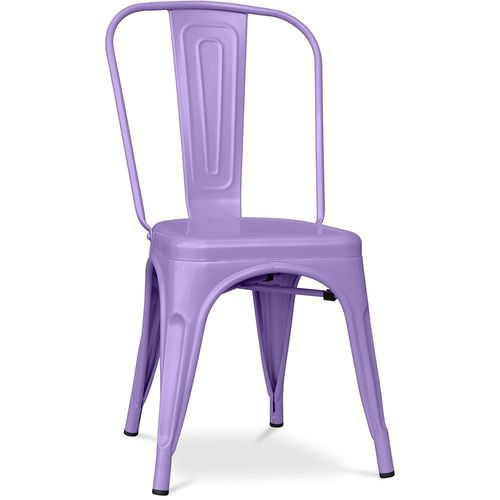 Chaise De Salle À Manger Bistrot Metalix Design Industriel En Métal Mat - Nouvelle Édition Violet Pastel