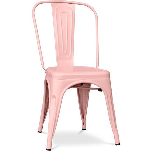 Chaise De Salle À Manger Bistrot Metalix Design Industriel En Métal Mat - Nouvelle Édition Orange Pâle