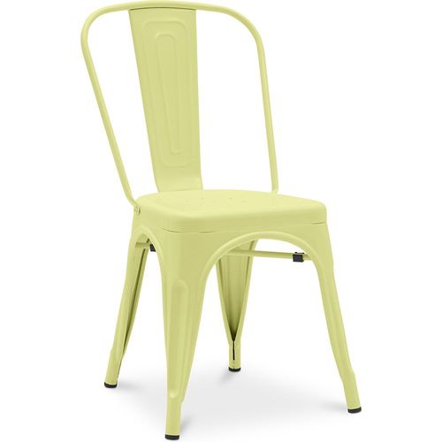 Chaise De Salle À Manger Bistrot Metalix Design Industriel En Métal Mat - Nouvelle Édition Jaune Pâle