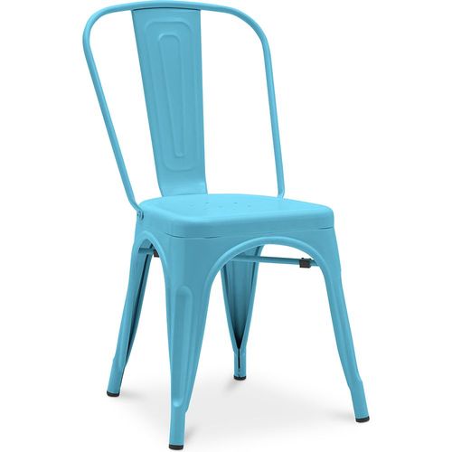 Chaise De Salle À Manger Bistrot Metalix Design Industriel En Métal Mat - Nouvelle Édition Pastel Turquoise