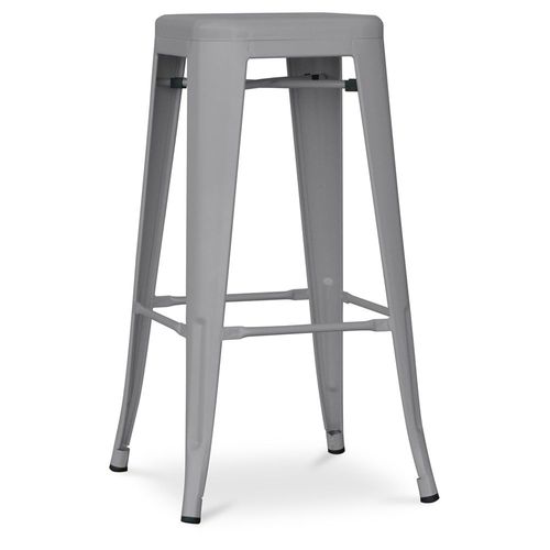Tabouret De Bar - Design Industriel - 76cm - Nouvelle Édition- Metalix Gris Clair