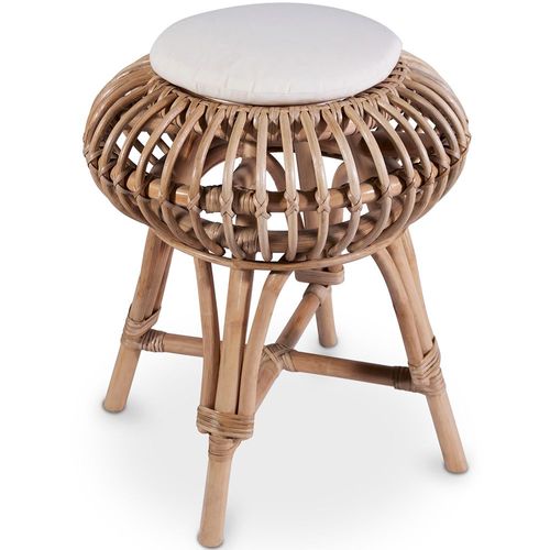 Tabouret En Rotin, Design Boho Bali - Yuva Blanc