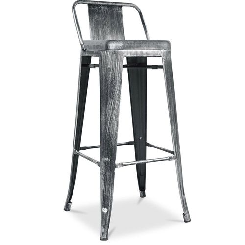 Tabouret De Bar Avec Dossier - Design Industriel - 76cm - Nouvelle Édition -Metalix Industriel