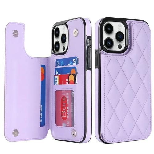 Coque À Rabat Pour Iphone 13 Pro En Treillis De Diamants (Violet)