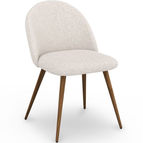 Chaise De Salle À Manger En Bouclette Fausse Fourrure Tapissée - Boucles Blanches - Scandinave - Bennett Bennett Blanc