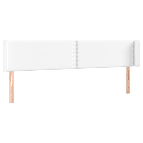 Tête De Lit Accessoire Couchage Chambre À Coucher Meuble Avec Rebord Latéral 163 X 16 X 78/88 Cm Synthétique Blanc Tdl0205790