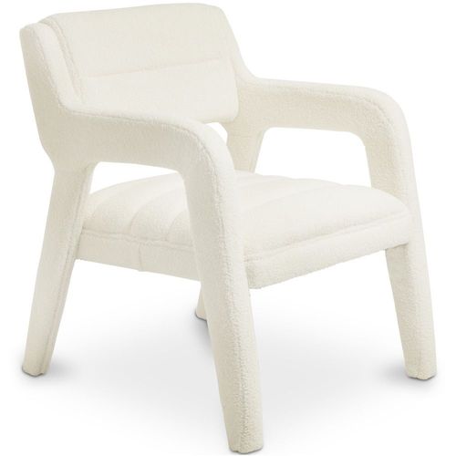 Chaise De Salle À Manger En Bouclette Fausse Fourrure Tapissée - Boucles Blanches - Larsa Blanc