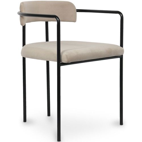 Chaise De Salle À Manger Tapissée - Velours - Yara Taupe