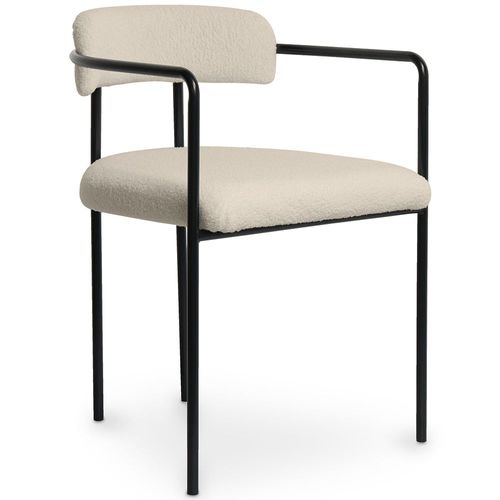 Chaise De Salle À Manger En Bouclette Fausse Fourrure Tapissée - Boucles Blanches - Yara Blanc