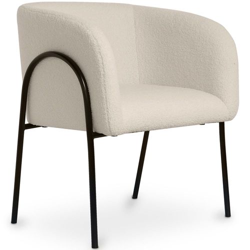 Chaise De Salle À Manger En Bouclette Fausse Fourrure Tapissée - Boucles Blanches - Skye Blanc