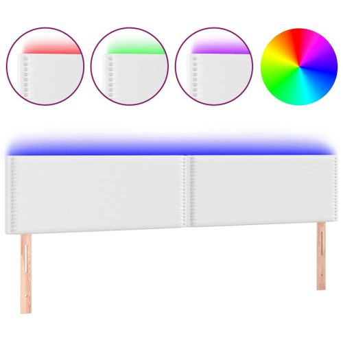 Tête De Lit Accessoire Couchage Chambre À Coucher Meuble À Led 160 X 5 X 78/88 Cm Synthétique Blanc Tdl0201942