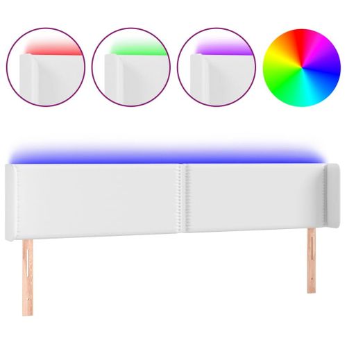 Tête De Lit Accessoire Couchage Chambre À Coucher Meuble À Led 163 X 16 X 78/88 Cm Synthétique Blanc Tdl0201940