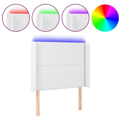 Tête De Lit Accessoire Couchage Chambre À Coucher Meuble À Led 83 X 16 X 118/128 Cm Synthétique Blanc Tdl0201924