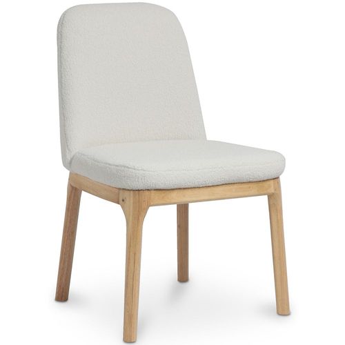 Chaise De Salle À Manger En Bouclette Fausse Fourrure Tapissée - Boucles Blanches - Leira Blanc