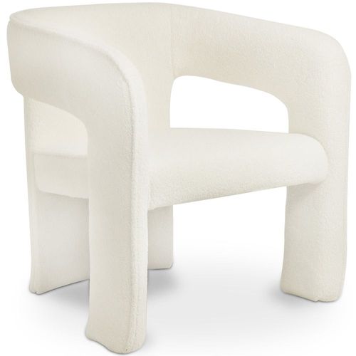 Chaise De Salle À Manger En Bouclette Fausse Fourrure Tapissée - Boucles Blanches - Alexa Blanc