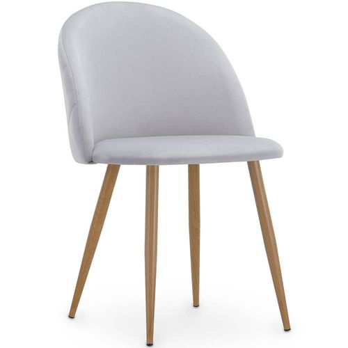 Chaise De Salle À Manger - Revêtue De Velours - Dossier Avec Motif - Bennett Gris Clair