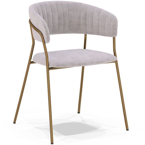 Chaise De Salle À Manger - Revêtue De Velours - Lona Gris Clair