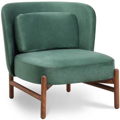 Fauteuil Tapissé En Velours Et Bois - Ebbe Vert Foncé