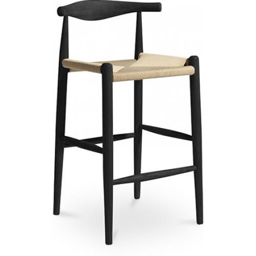 Tabouret De Bar Boho Bali Design En Corde - 75cm - Bois Noir
