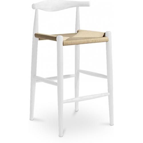 Tabouret De Bar Boho Bali Design En Corde - 75cm - Bois Blanc