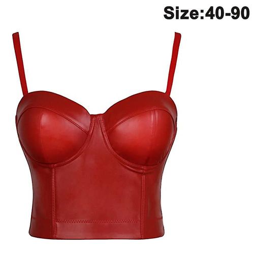 Bustier En Cuir Pour Femme, Haut Corset, Soutien-Gorge Noir, Gilet Enveloppé De Poitrine, 40 À 90, Rouge