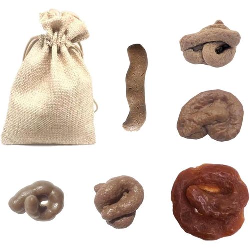 Ershi-Lot De 6 Jouets À Crottes Simulées, Livrés Avec 1 Sac De Rangement, Fausses Excrétions, Jouets À Farce, Jeux De Déjections, [2608]
