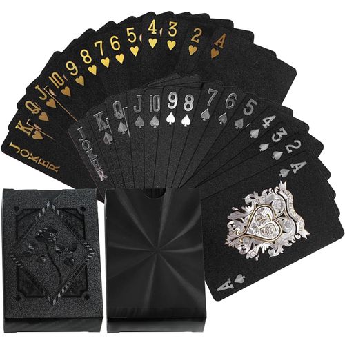 Ershi-Lot De 2 Jeux De Cartes À Jouer Noires En Plastique - 54 Cartes De Jeu Imperméables - Pour La Maison, Les Fêtes, Les Dîners[2098]