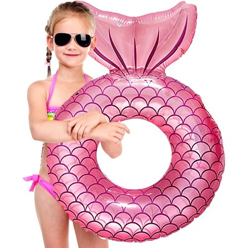 Ershi-Bouée Piscine Gonflable,90cm,70cm Bouée De Natation Sirène,Anneau De Natation Gonflable Adulte Rose Queue Poisson,Pvc Bouée [920]