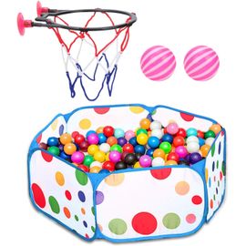 ERSHI-1 Piscine À Balles Pop-Up, 1 Panier De Basket avec 2 Ventouses Et 2 Balles, Piscine À Balles Pliable, Piscine À Balles pour [1277]