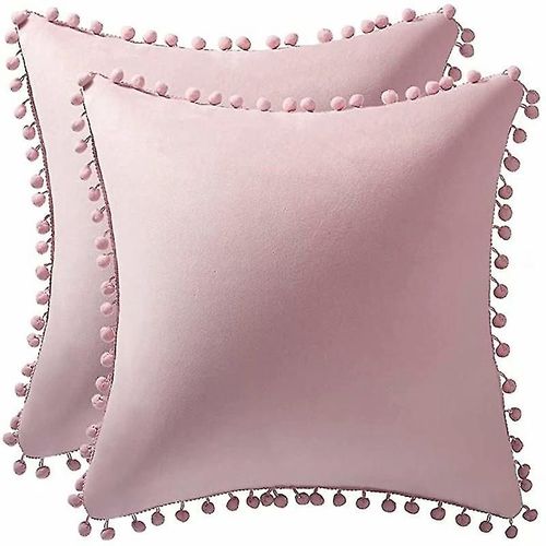 Salon Chambre Velours Couleur Unie Coussin Taie D'oreiller 2 Pièces