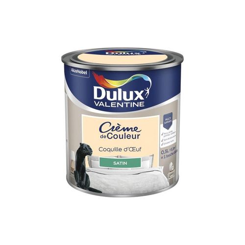 Peinture Crème de Couleur Dulux Valentine satin coquille d'oeuf 0 5L