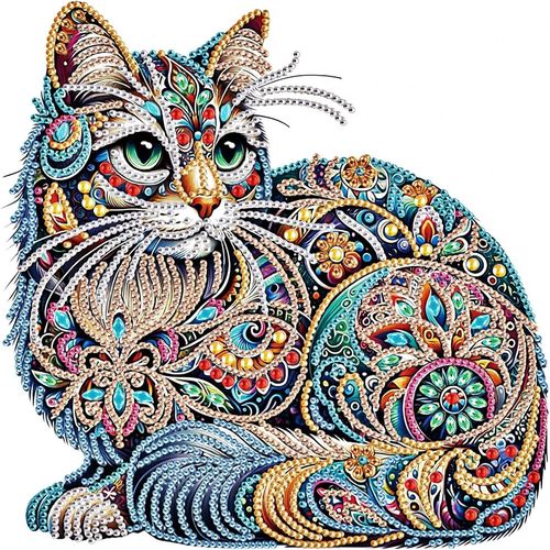 ERYI-5D DIY Arts CréAtifs Diamondpainting, Chat DiamondPainting Kit 5D Complet Loisirs Créatifs Painting Diamant Pour Décoration [6240]