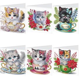Eryi-6 Pcs Diamond Painting Carte Anniversaire Tableau Diamant Carte De Voeux Diamant Painting Birthday Card Broderie Diamant Car[6581]