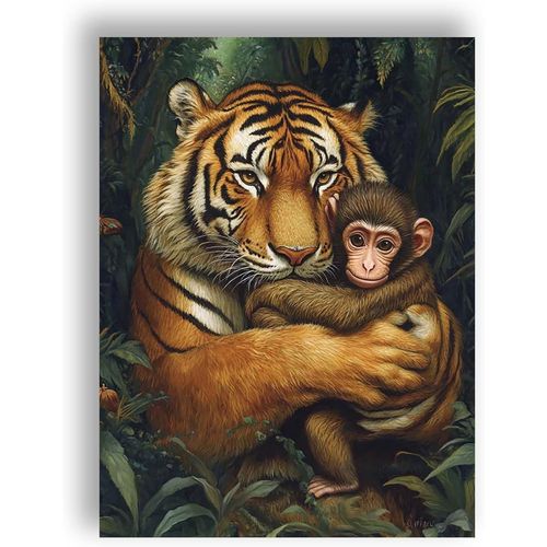 Eryi-Diy Diamond Art Painting Accessoires De Peinture Singe Complet 5d Diamant Painting Tigre Images Kit Crystal Rhinestone Brode[7528]