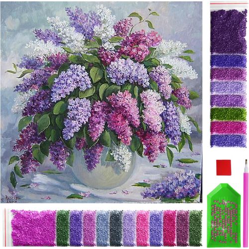 Eryi-Kit De Peinture Diamant 30 X 40 Cm - Bouquet De Fleurs Violettes - Images De Peinture Diamant 5d Pour Enfants Et Adultes - C[2545]