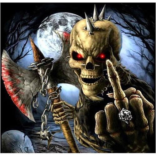 Eryi-Kit De Broderie Diamant Carré 5d À Faire Soi-Mêmetête De Mort Avec Hache Peinture Diamant Complet Square Diamond Painting St[2406]