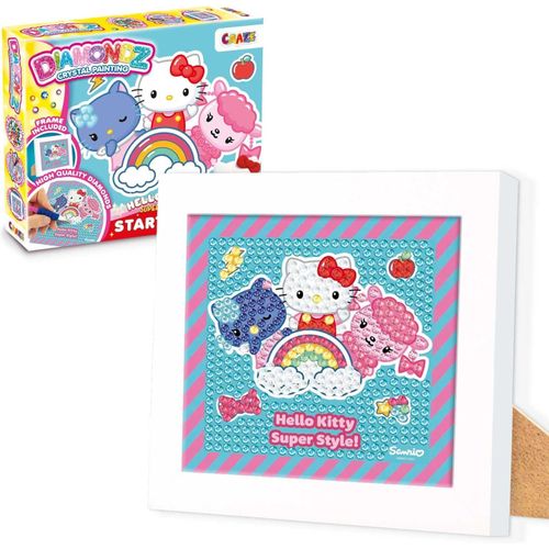 Eryi-Diamondz - Kit De Démarrage Hello Kitty, Tableau De Peinture Diamant Avec Cadre En Bois Et Outils Inclus, Diamond Painting[2658]