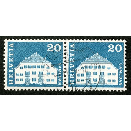 Deux Timbres Oblitérés Helvetia, Samedan, 20