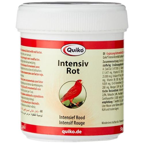 Quiko Intense Rouge 50g- Complément Alimentaire Pour Oiseaux Avec Facteur Rouge - Pour Une Coloration Rouge Intense Du Plumage - Convient Aux Canaris Oiseaux Des Bois Etc