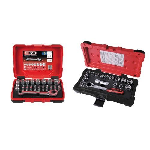 Lot de coffrets de douilles traversantes 1/4'' - 3/8'' - 1/2'' KS TOOLS