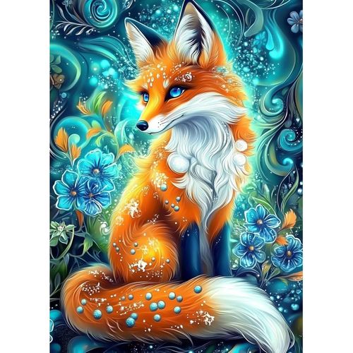 Eryi-Kit Diamond Painting Adulte Renard Diamant Adulte,5d Diy Diamond Art Kit Complet,Renard Fantastique,30x40 Cm[67]