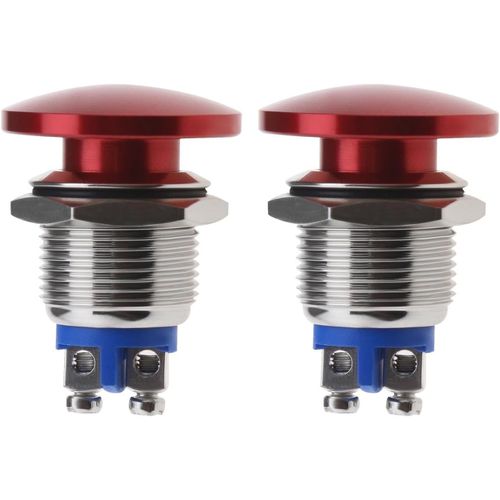 ERYI-Be In Your Mind 2pcs Rouge Champignon Tête Bouton Interrupteur Étanche Bouton Poussoir Interrupteur en Alliage d'aluminium R[5582]